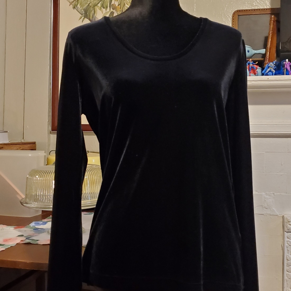 DKNY Jeans Velvet Stretch Top Med
